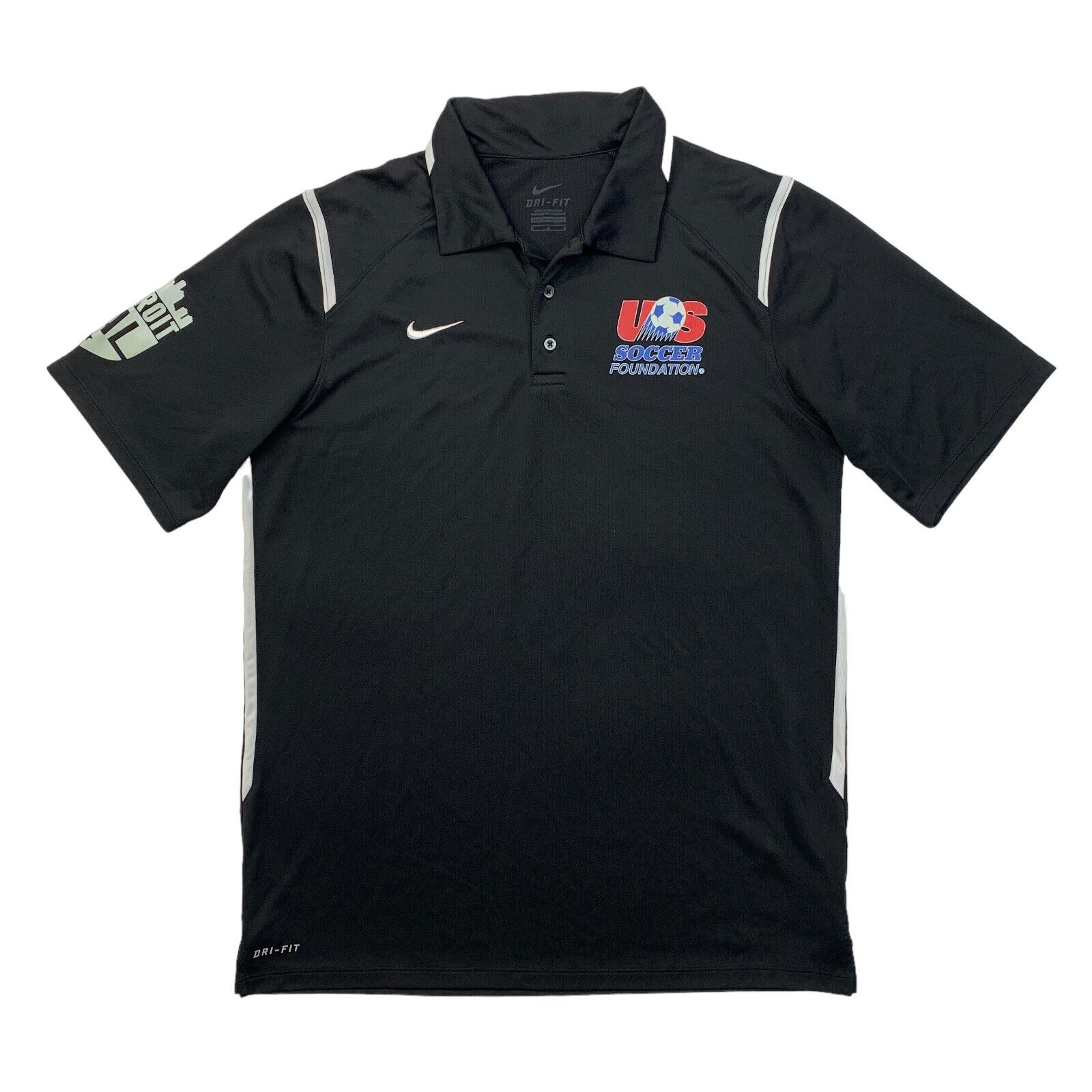 Nike Us Soccer Foundation Polo Shirt Mens M Medium Black Dri Fit Detroit Pal